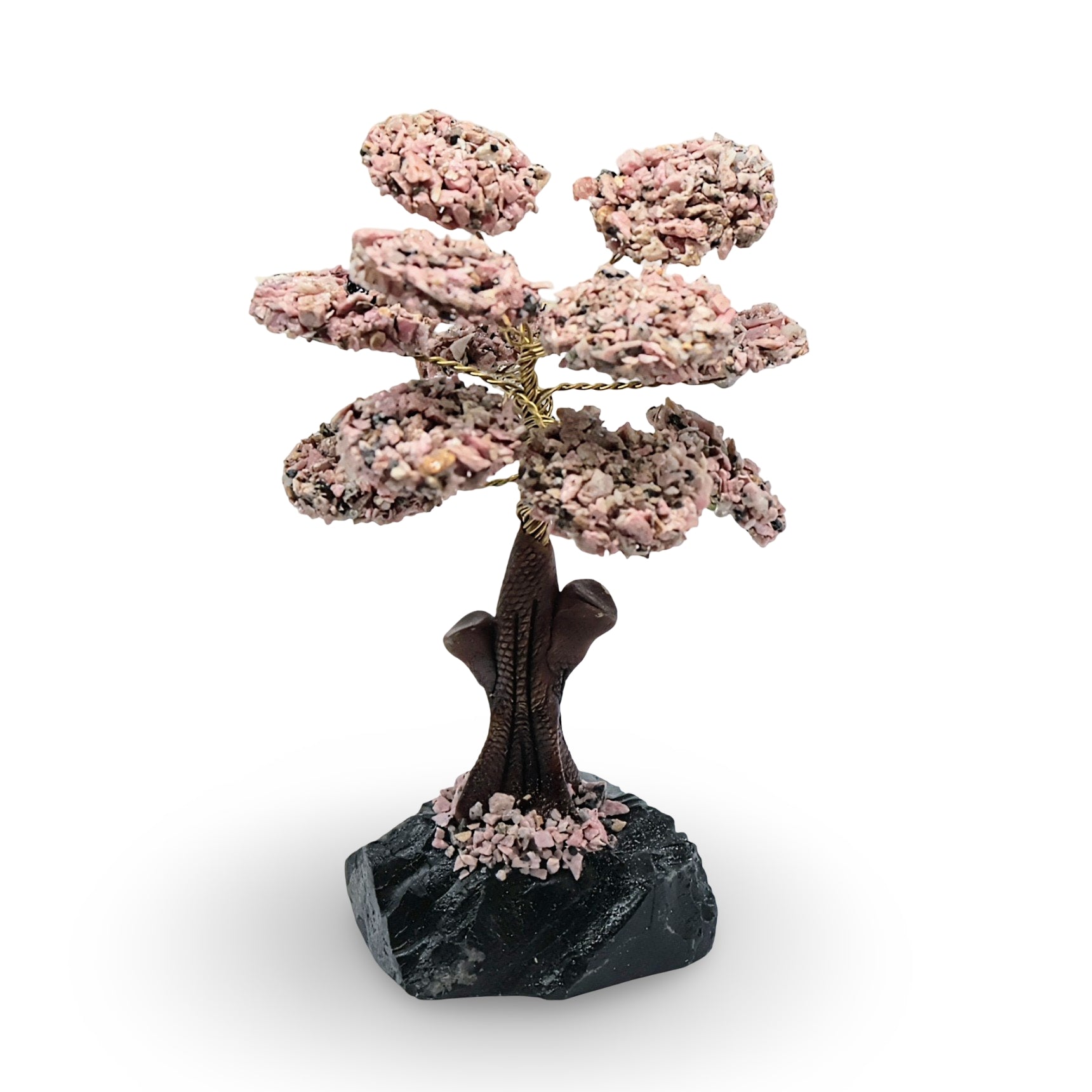 Home Decor - Gem Tree - Rhodonite with Black Onyx Base - 4.75"H