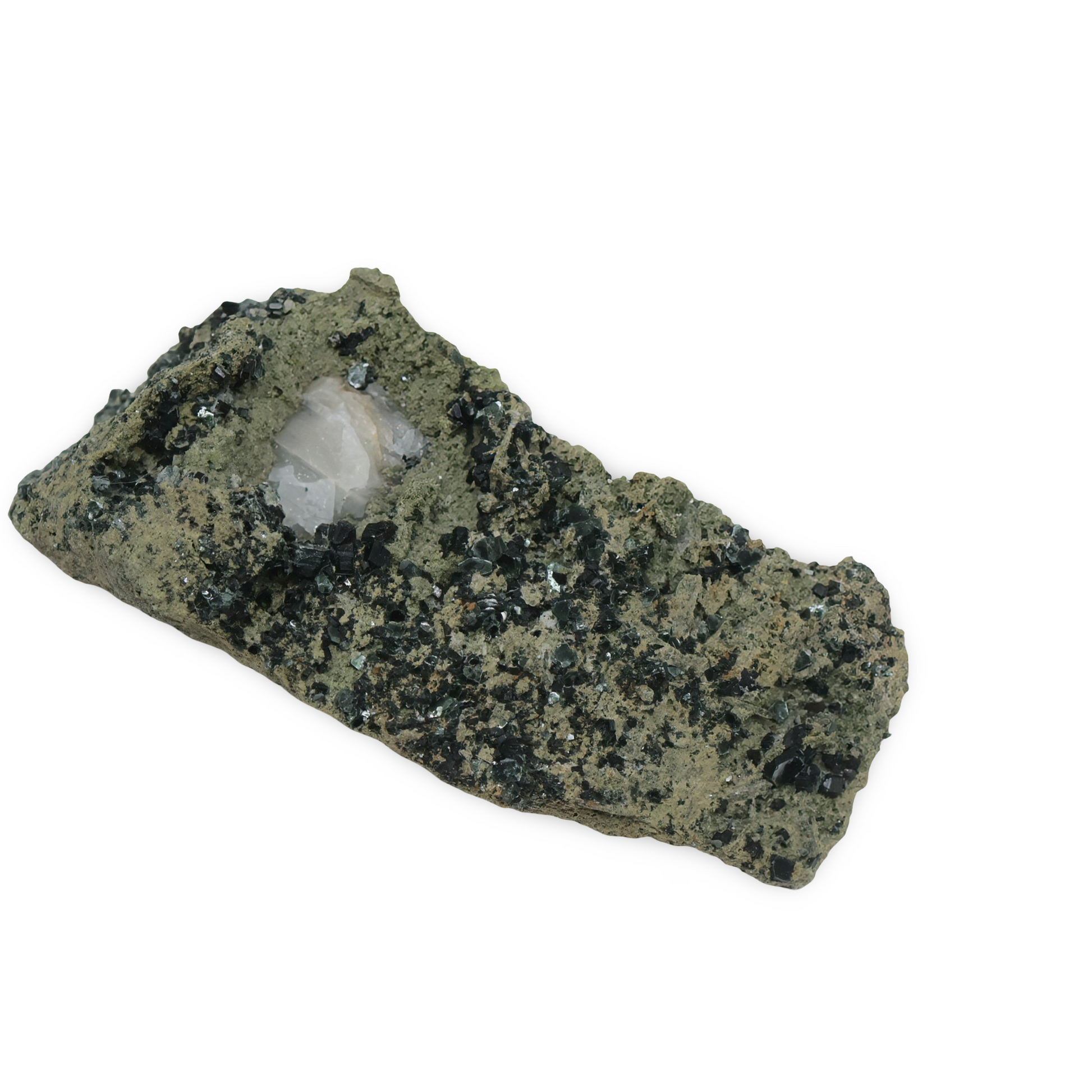 Stone - Epidote with Crystal Quartz on Matrix Specimen - Mexico - Rough - 162g - Arômes et Évasions
