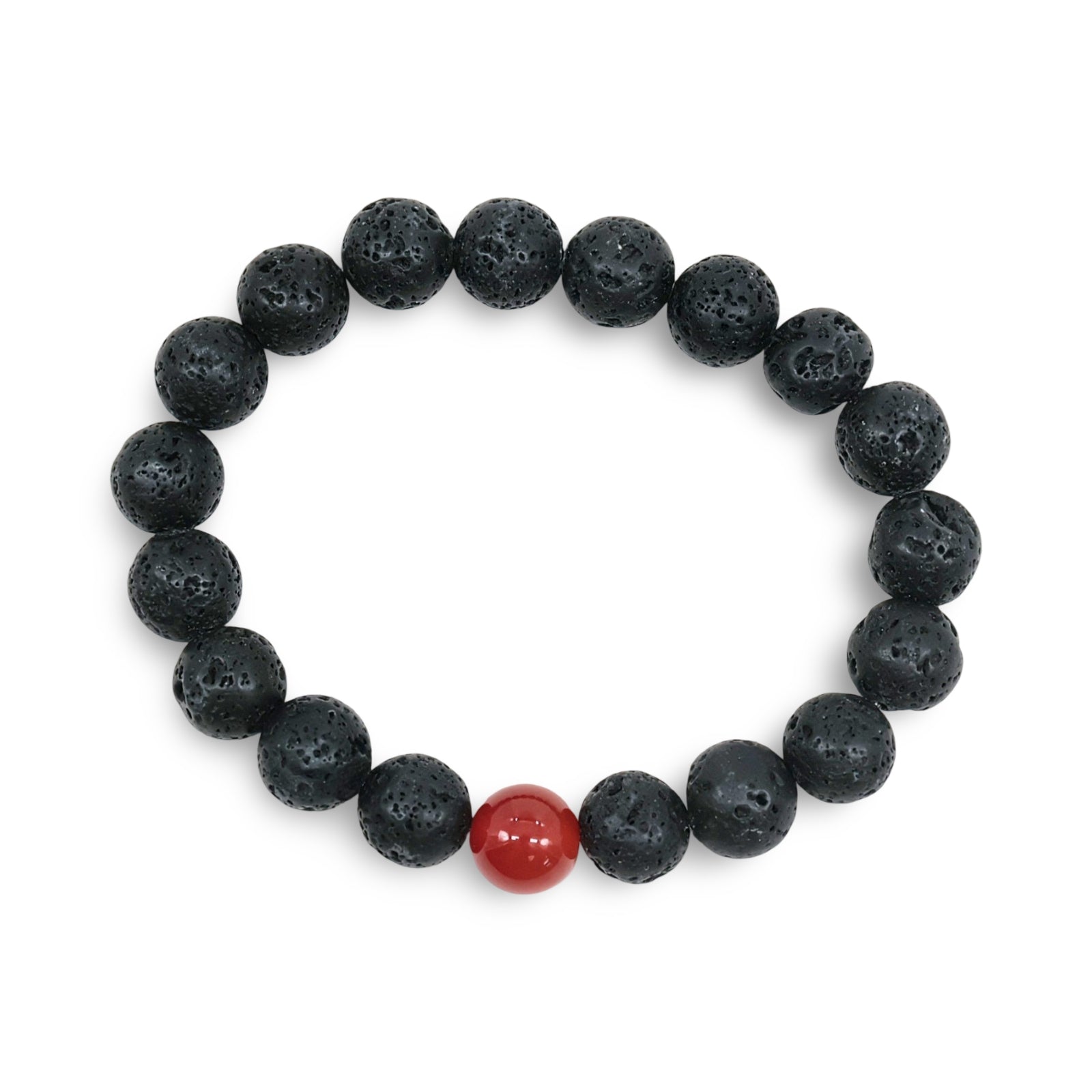 Bracelet - Lava Stone & Carnelian - 8-10mm