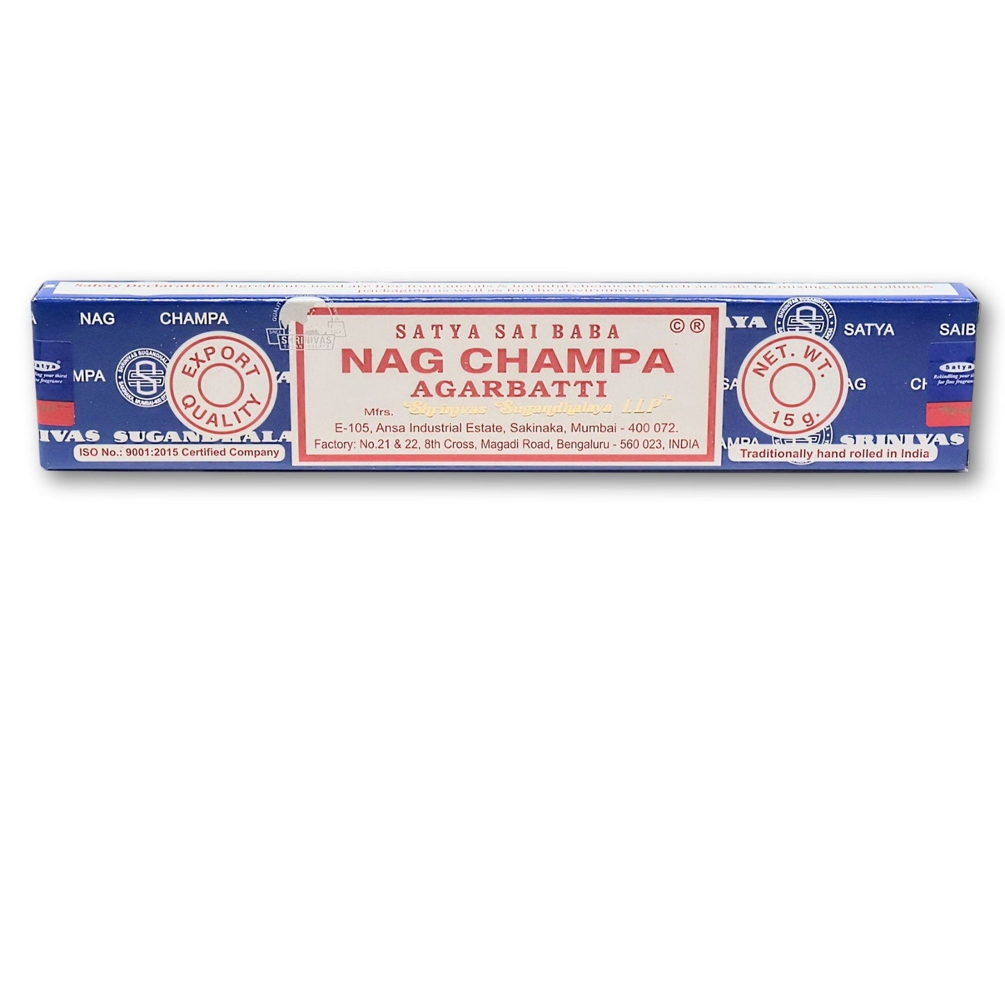 Incense Sticks - Satya - Nag Champa - Sai Baba - Box of 15g