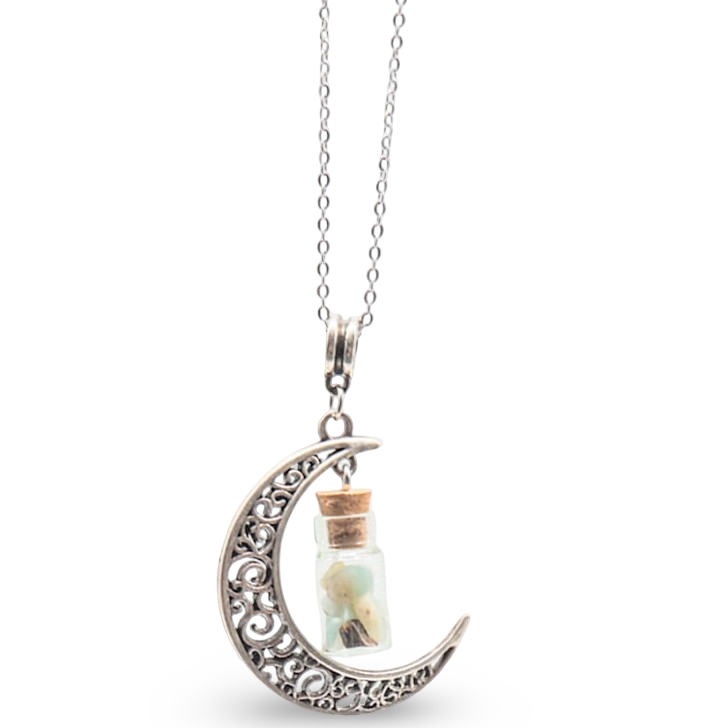 Collier - Bouteille Lune - Aigue-Marine