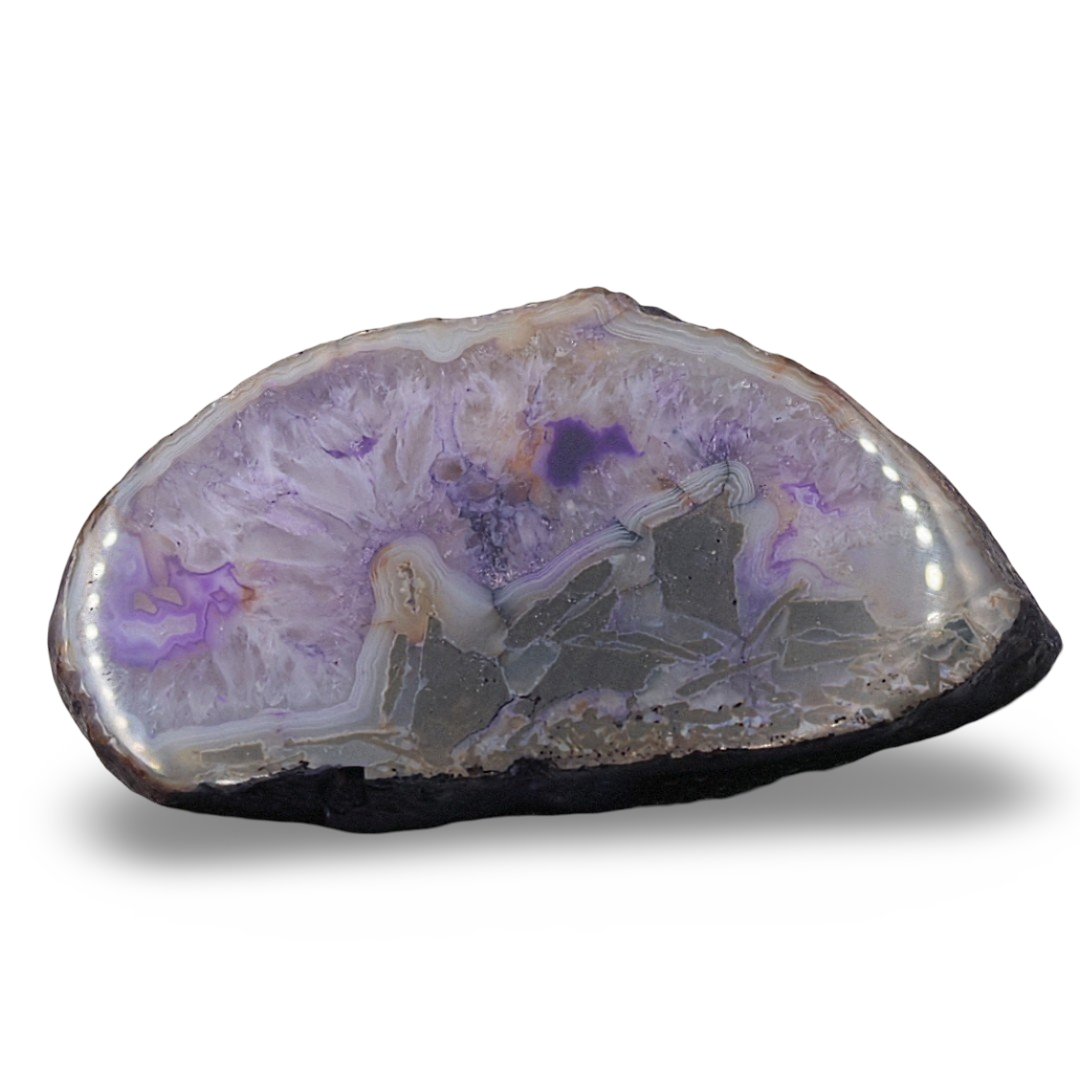 Stone - Purple Agate Geode Slice - 556 g Specimen - Arômes et Évasions