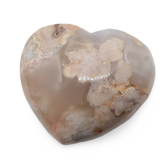 Stone - Flowe Agate - Heart Shape - Tumbled - Arômes et Évasions