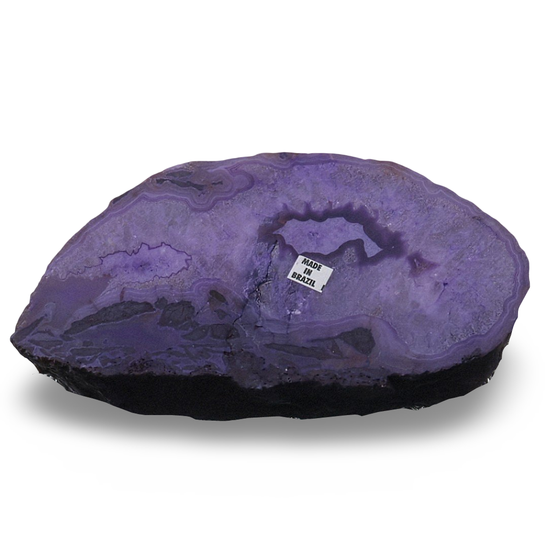 Pierre - Tranche de Géode d'Agate Violette - Spécimen de 556 g