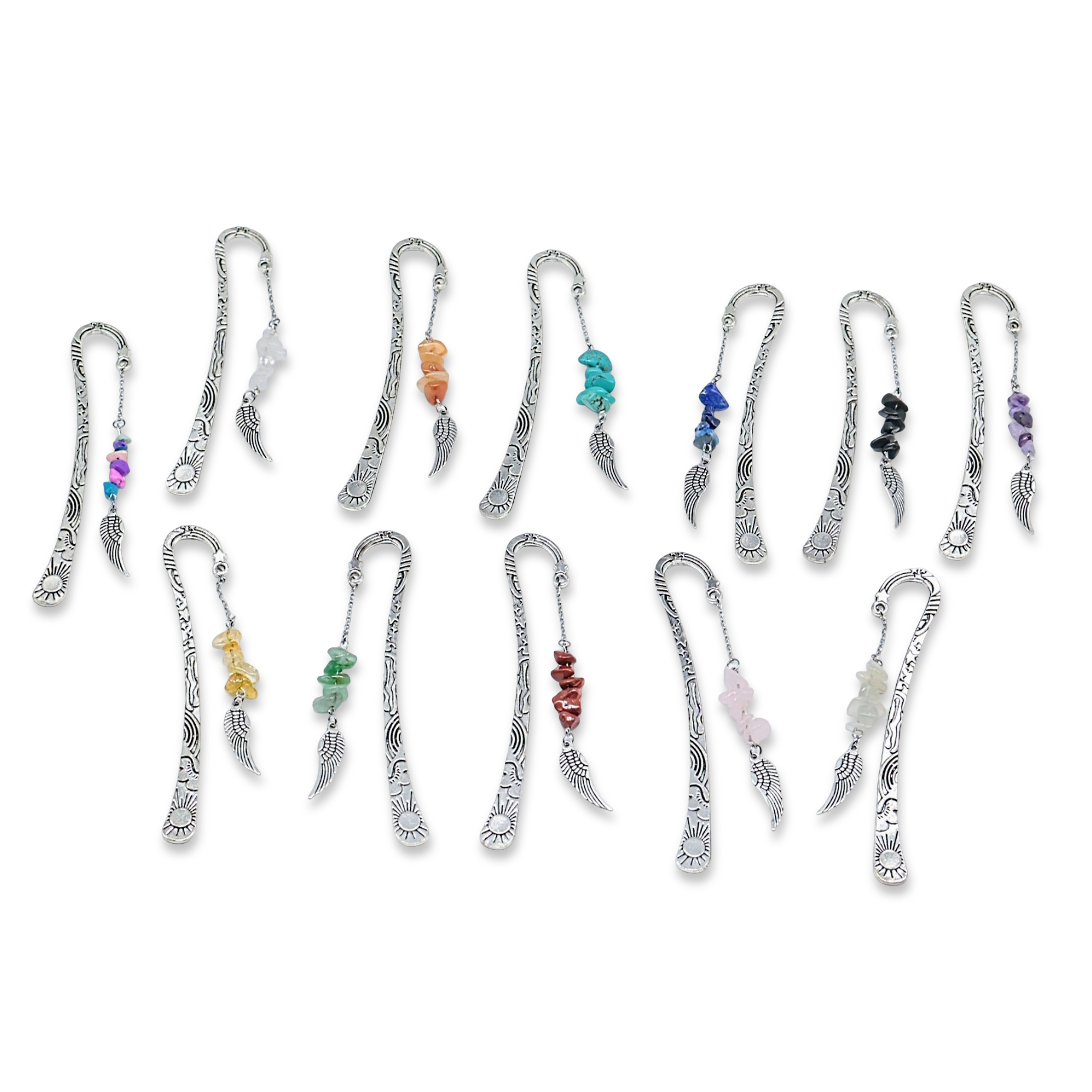 Bookmarks - Natural Gemstone Chips with Angel Wing