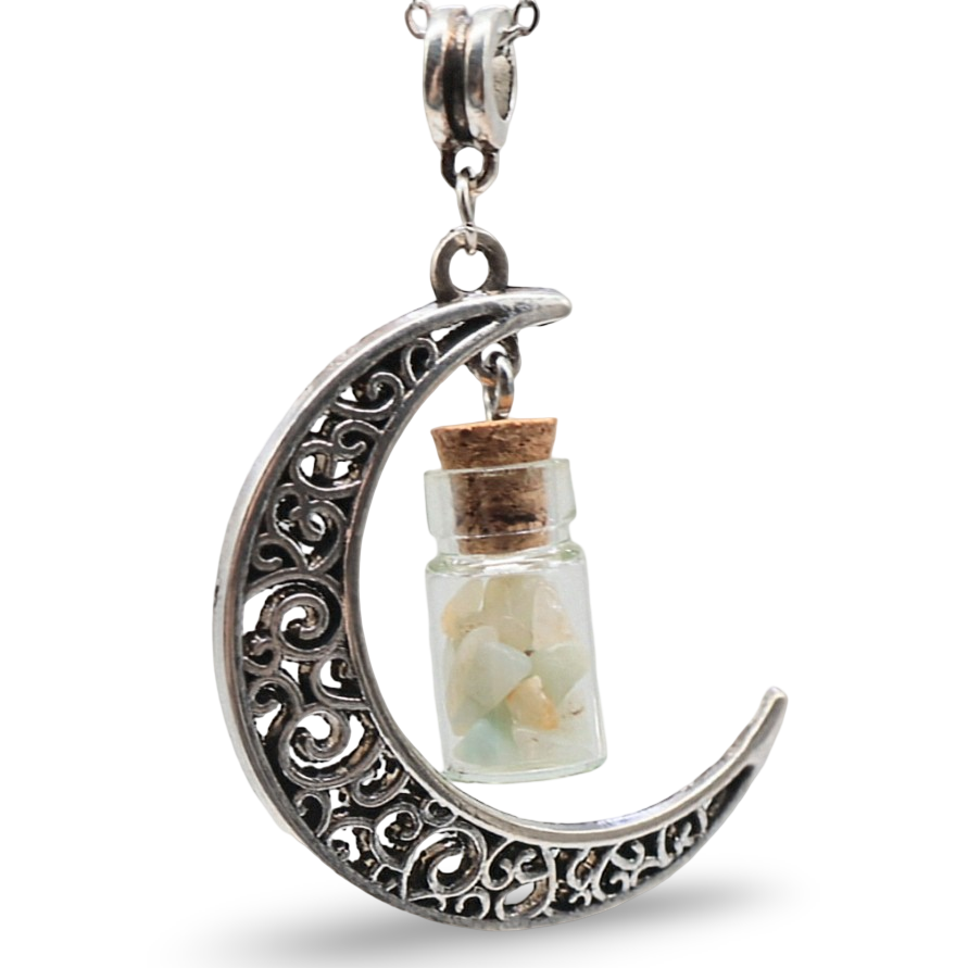 Necklace - Moon Bottle - Aquamarine
