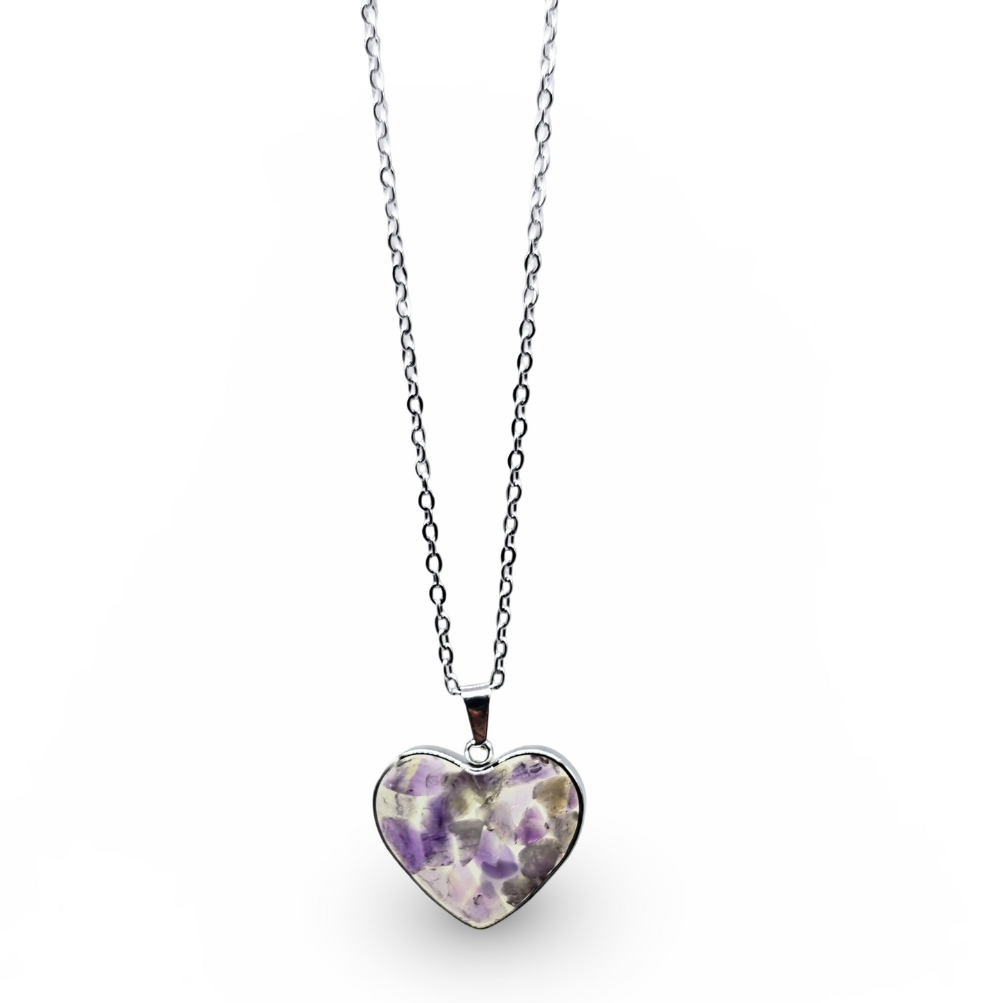 Collier - Coeur Vitré - Améthyste
