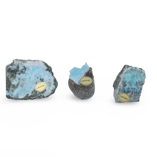 Stone Specimen – Larimar (Rough with Polished Face) – Dominican Republic – Choose Your Piece - Arômes et Évasions