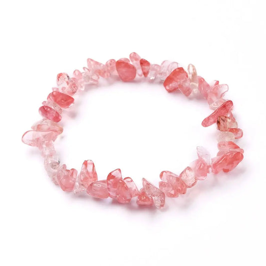 Bracelet -Cherry Quartz -Glass -Chips