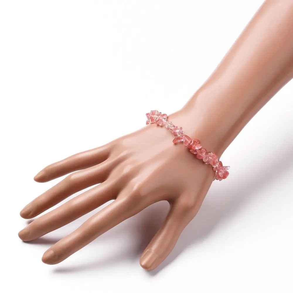 Bracelet -Cherry Quartz -Glass -Chips - Cayve's Mystic Nature Wholesale