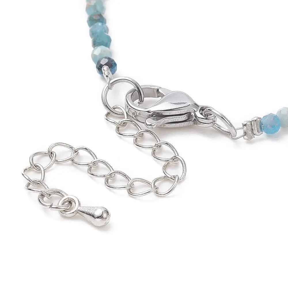 Bracelet -Blue Apatite -Faceted -2mm - Cayve's Mystic Nature Wholesale