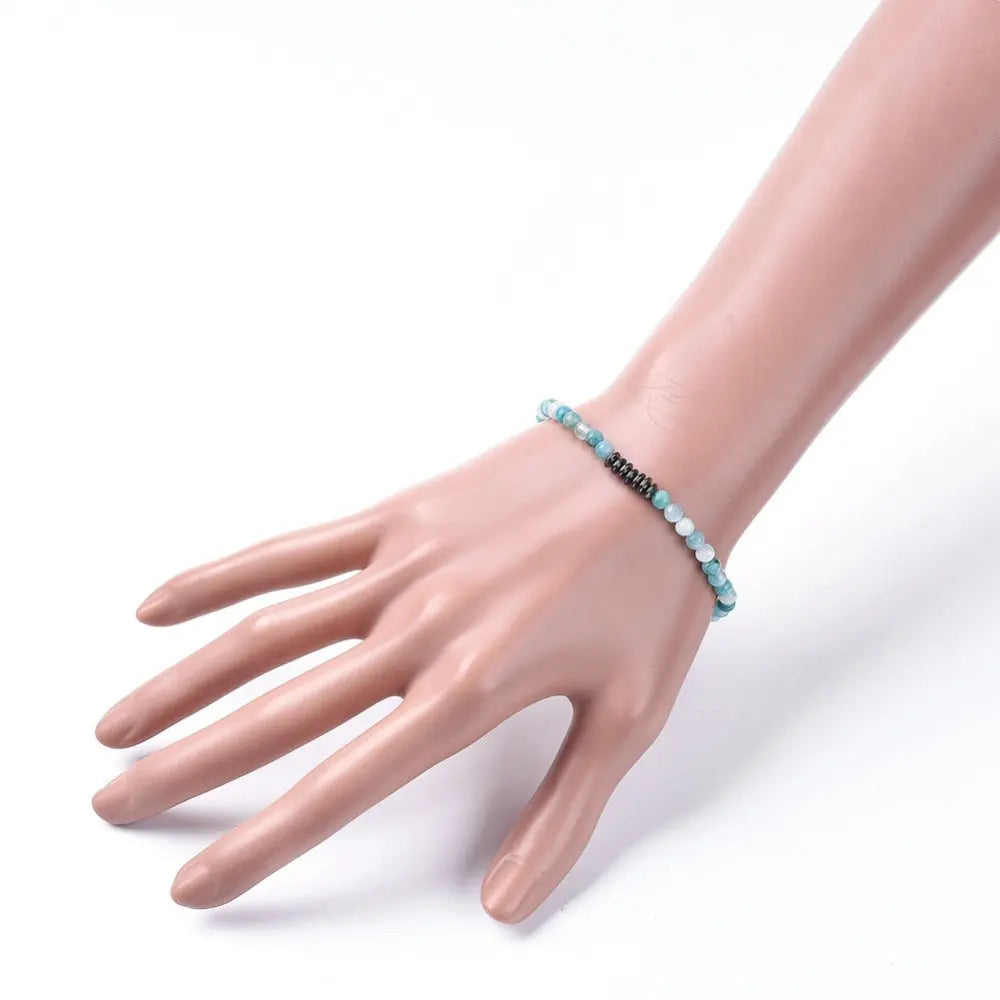 Bracelet -Hemimorphite with Hematite -2mm -2mm -Aromes Evasions