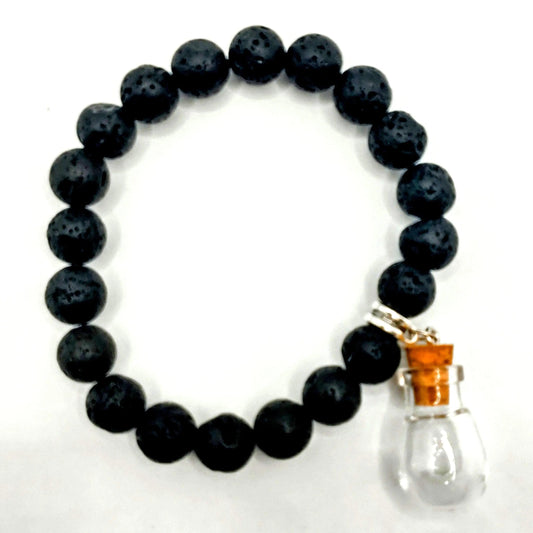 Bracelet -Lava Rock -Glass Bottle -Oval -8mm 8mm Aromes Evasions