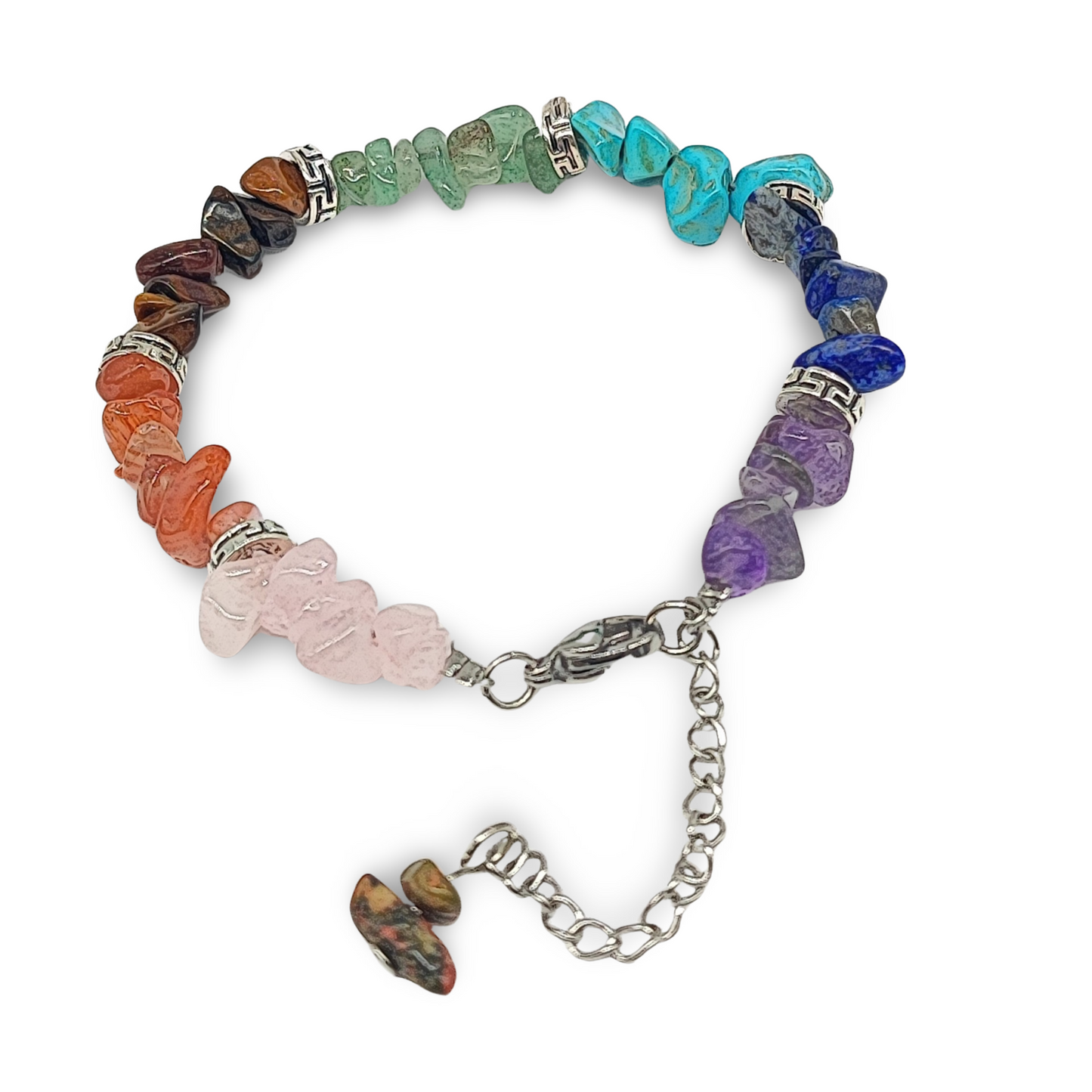 Bracelet -Adjustable -7 Chakras -Natural Gemstone Chips