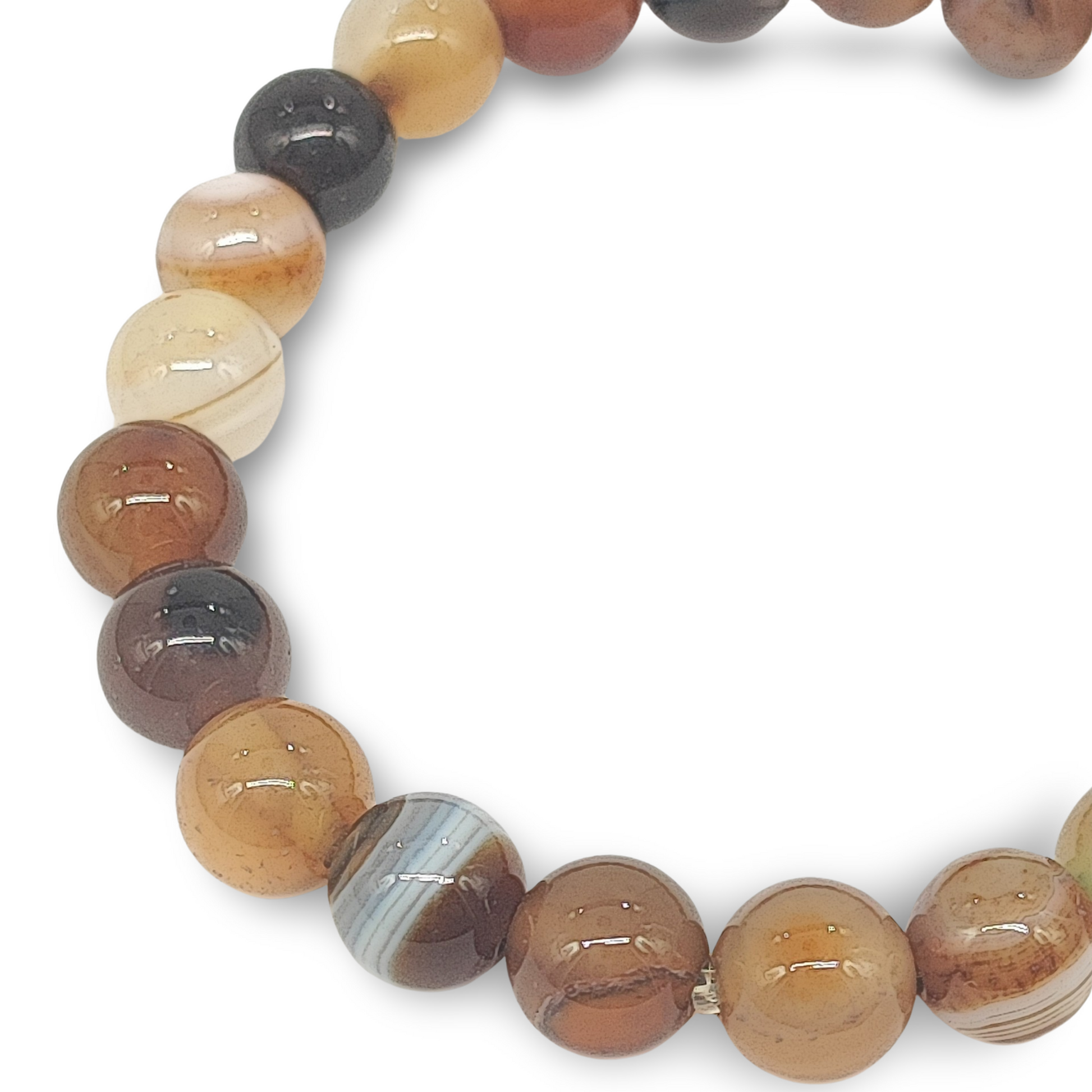 Bracelet -Coconut Brown Striped Agate -8mm