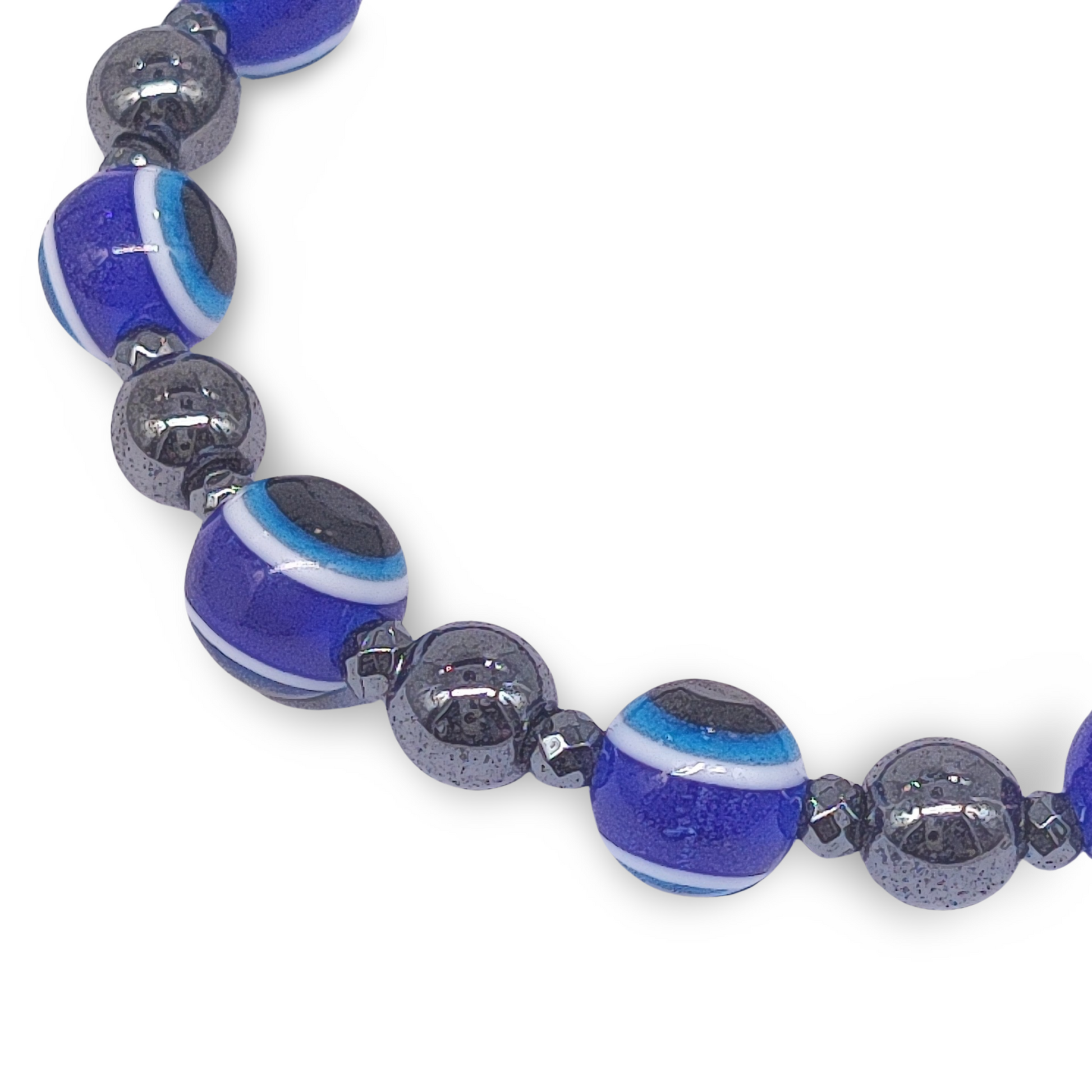 Bracelet -Evil Eye -Fatima Hand -Hematite -8mm