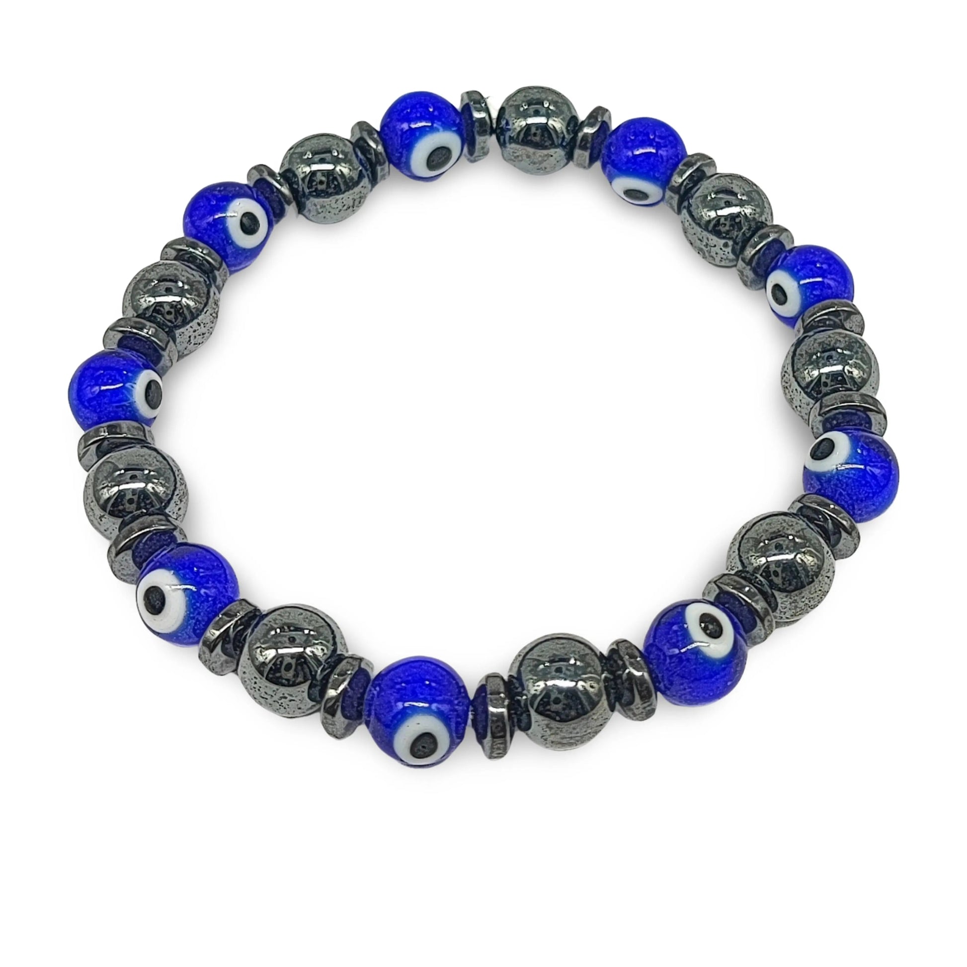 Bracelet -Evil Eye -Hematite -8mm