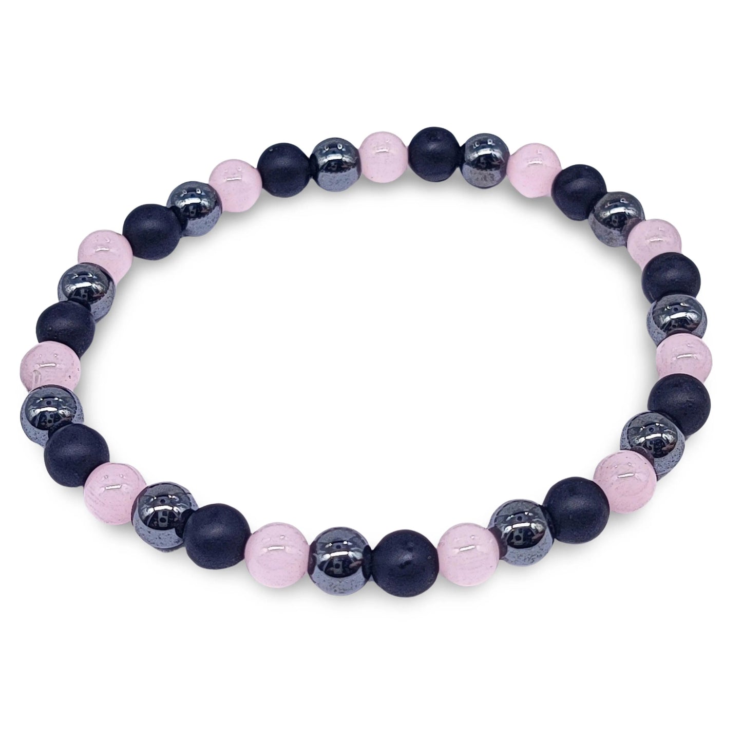 Bracelet - Mixed - Cat Eye - Black Agate - Hematite - Pink - 6mm
