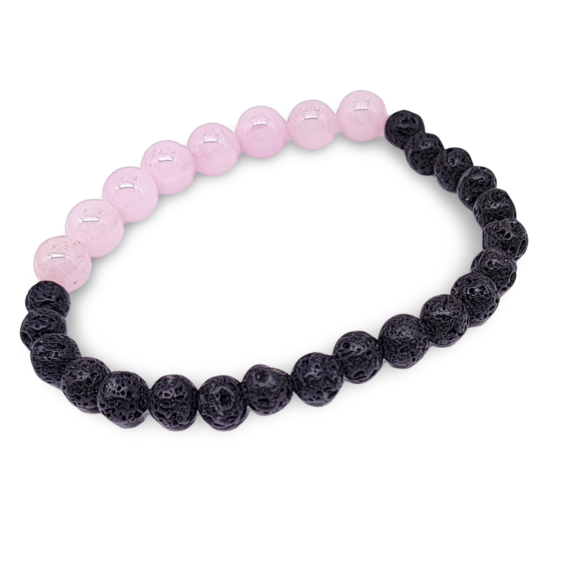 Bracelet -Rose Quartz 8mm & Lava Stone 6mm
