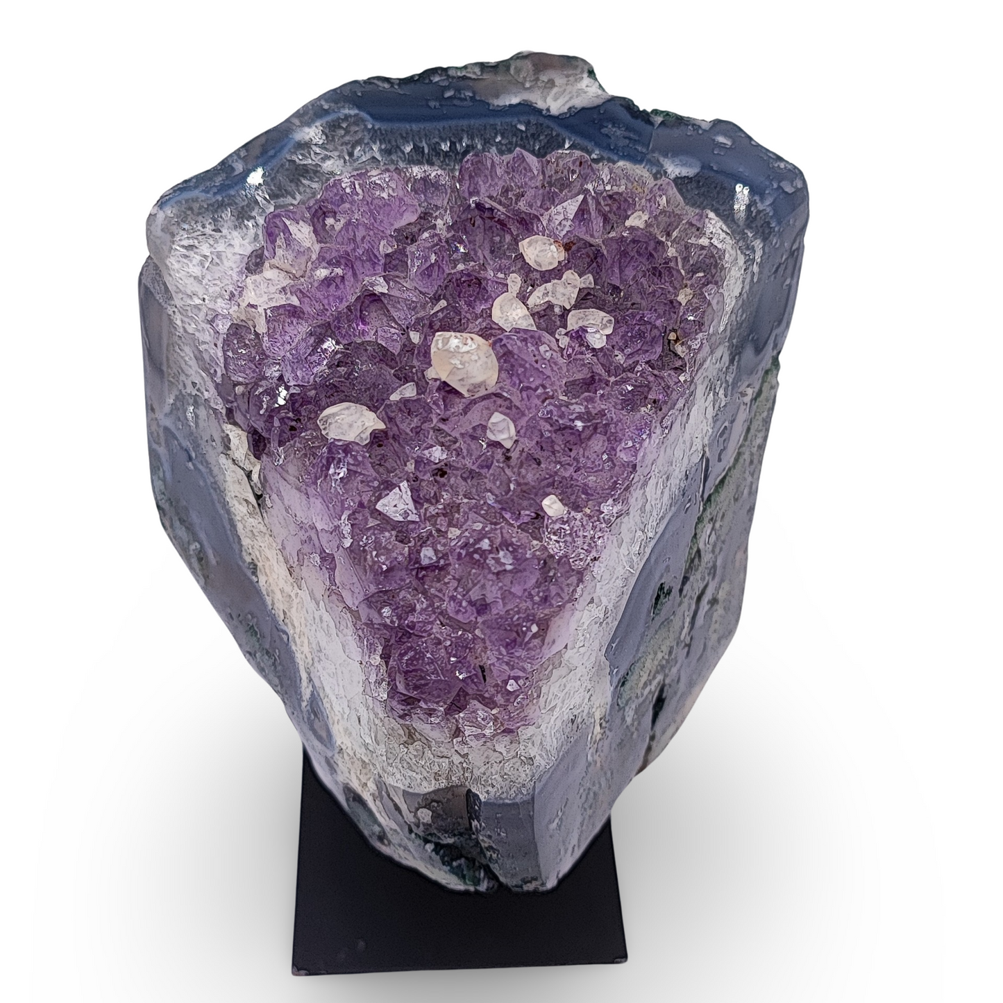 Cluster -Druzy on Metal Stand -Amethyst -1521g - Arômes et Évasions