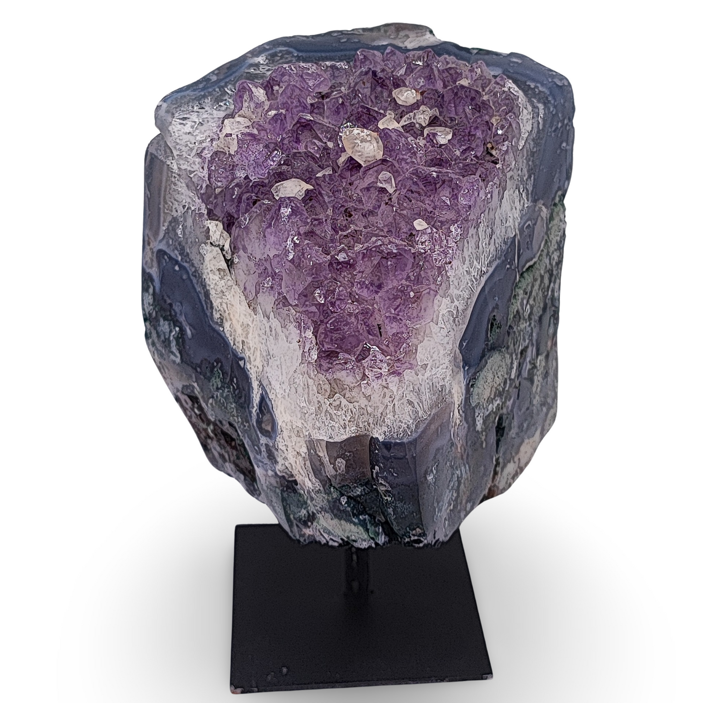 Cluster -Druzy on Metal Stand -Amethyst -1521g - Arômes et Évasions