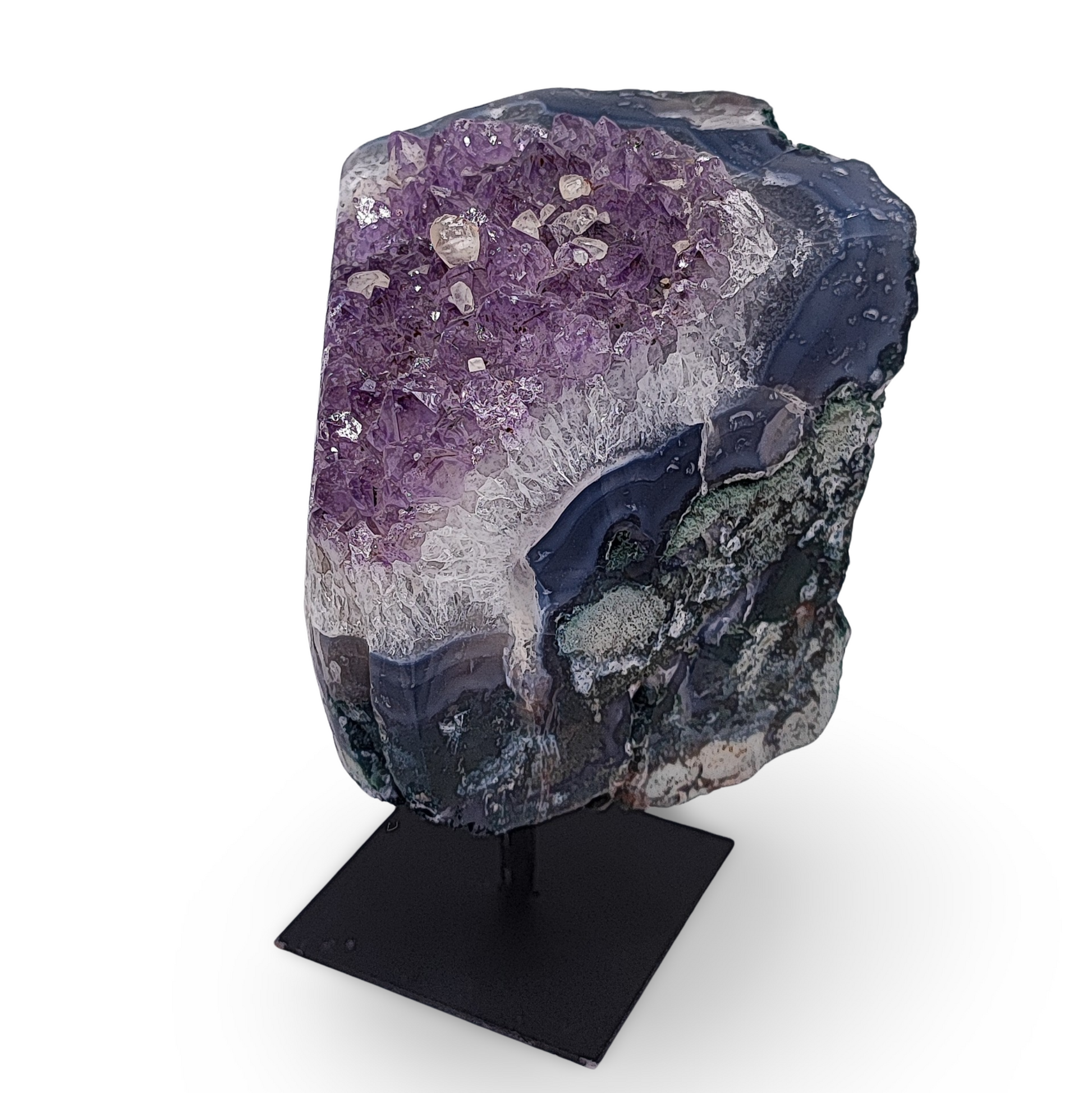 Cluster -Druzy on Metal Stand -Amethyst -1521g - Arômes et Évasions