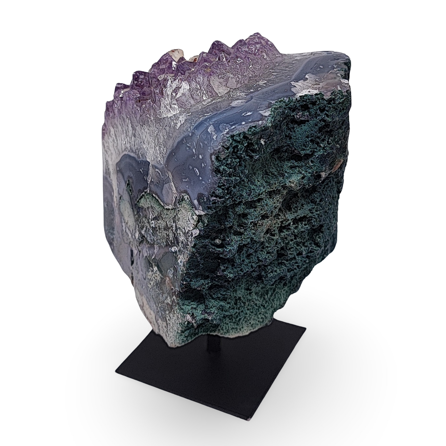 Cluster -Druzy on Metal Stand -Amethyst -1521g - Arômes et Évasions