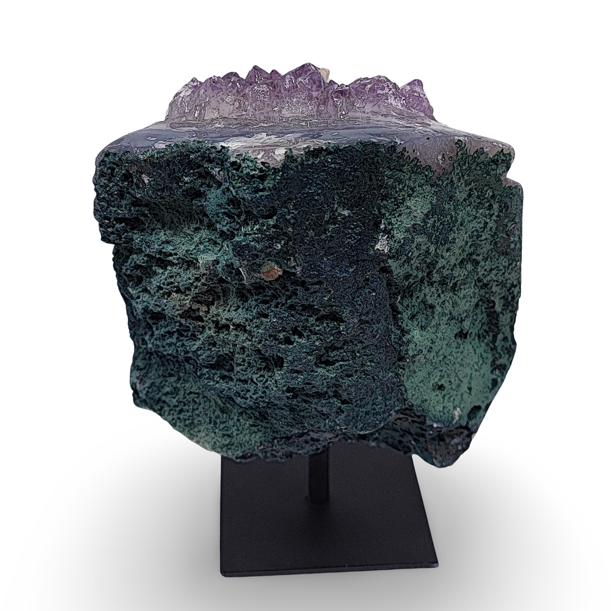 Cluster -Druzy on Metal Stand -Amethyst -1521g - Arômes et Évasions