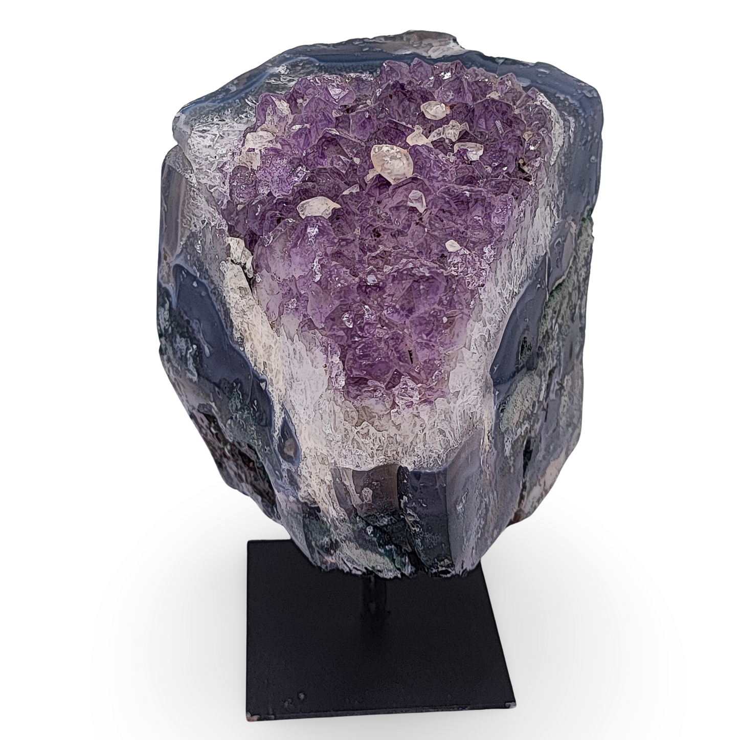 Cluster -Druzy on Metal Stand -Amethyst -1521g - Arômes et Évasions