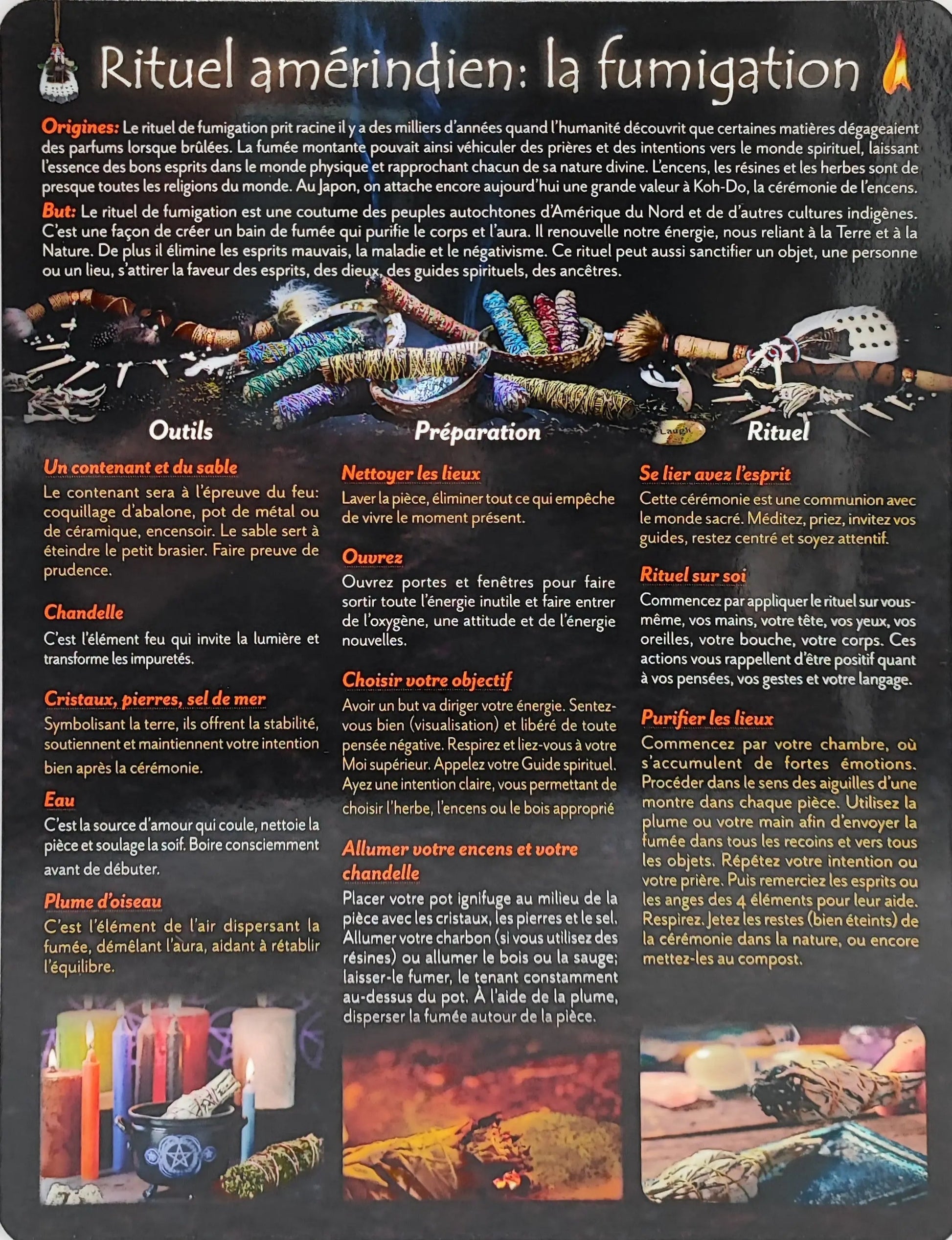 Descriptive Charts -Native American Smudging Ritual French