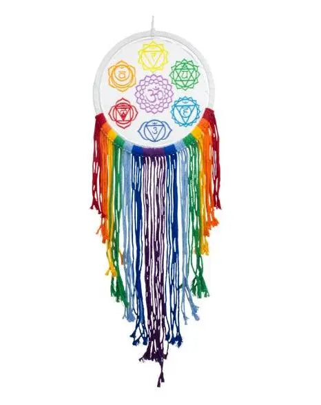 Home Decor -Dreamcatcher - Embroidered with Fringe -7 Chakra -Dreamcatcher -Arômes & Évasions