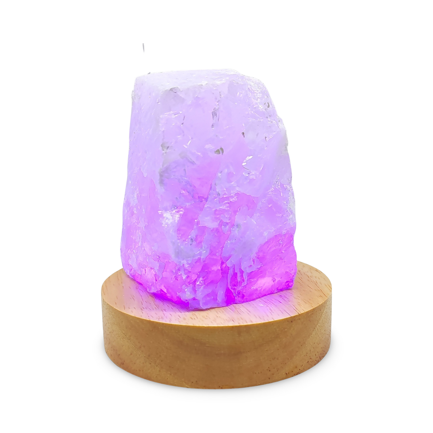 Décoration d'intérieur – Mini lampe – Quartz naturel – Base lumineuse en bois.