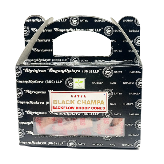 Incense -Backflow Cones -Satya -Black Champa -24 Cones -Backflow -Aromes Evasions