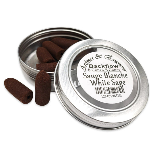 Incense -Backflow Cones -White Sage -8 Cones