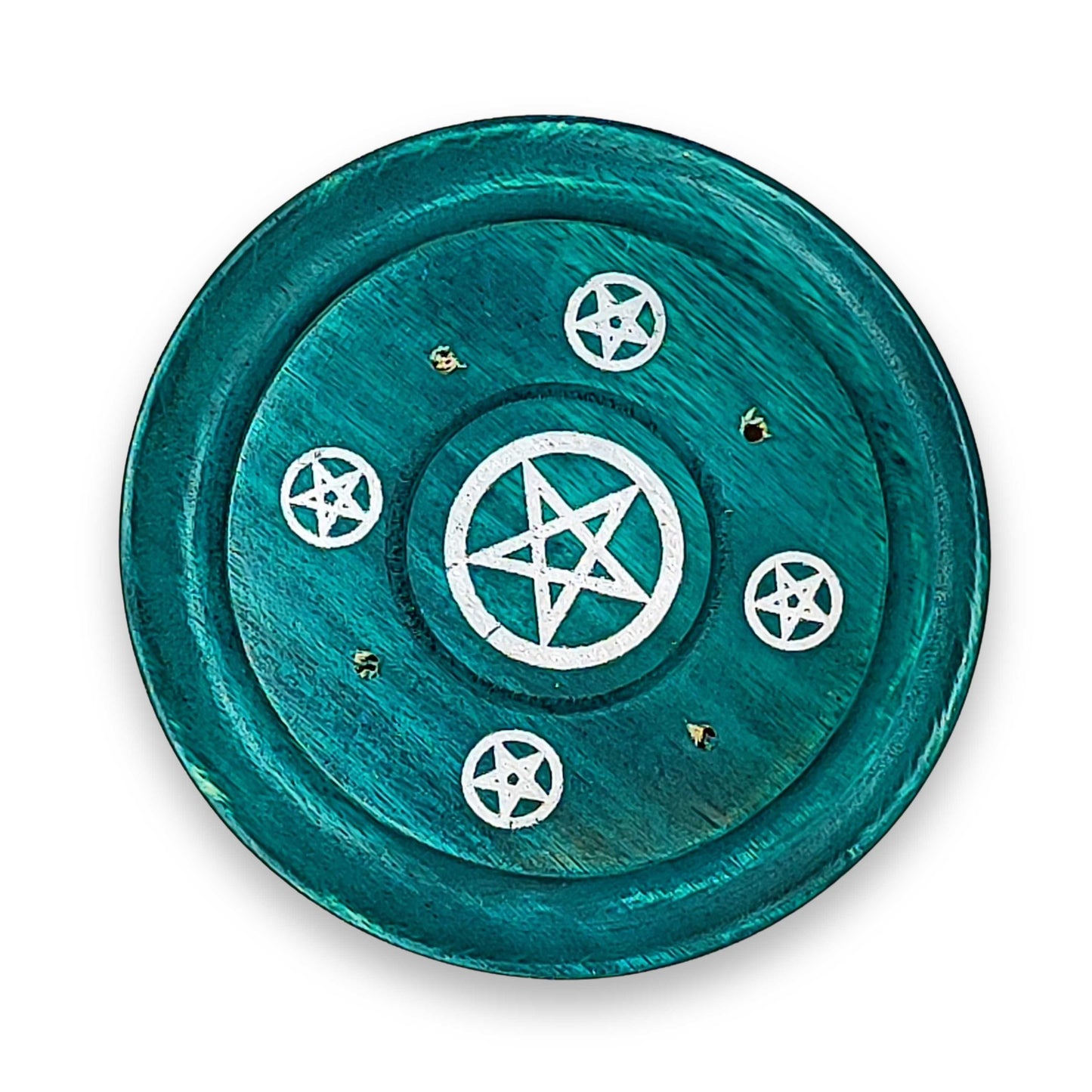 Incense Burner -Sticks -Mango Wood -Assorted Design Plates Dark Green