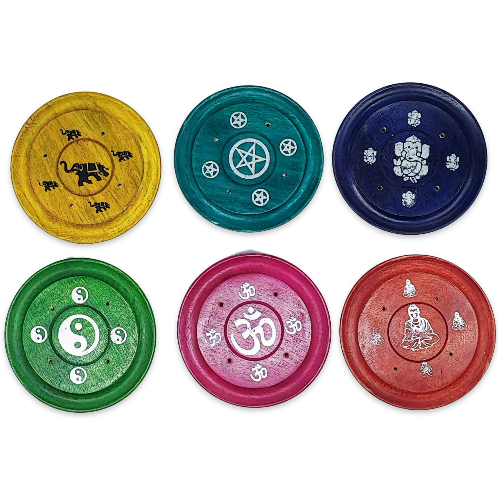 Incense Burner -Sticks -Mango Wood -Assorted Design Plates