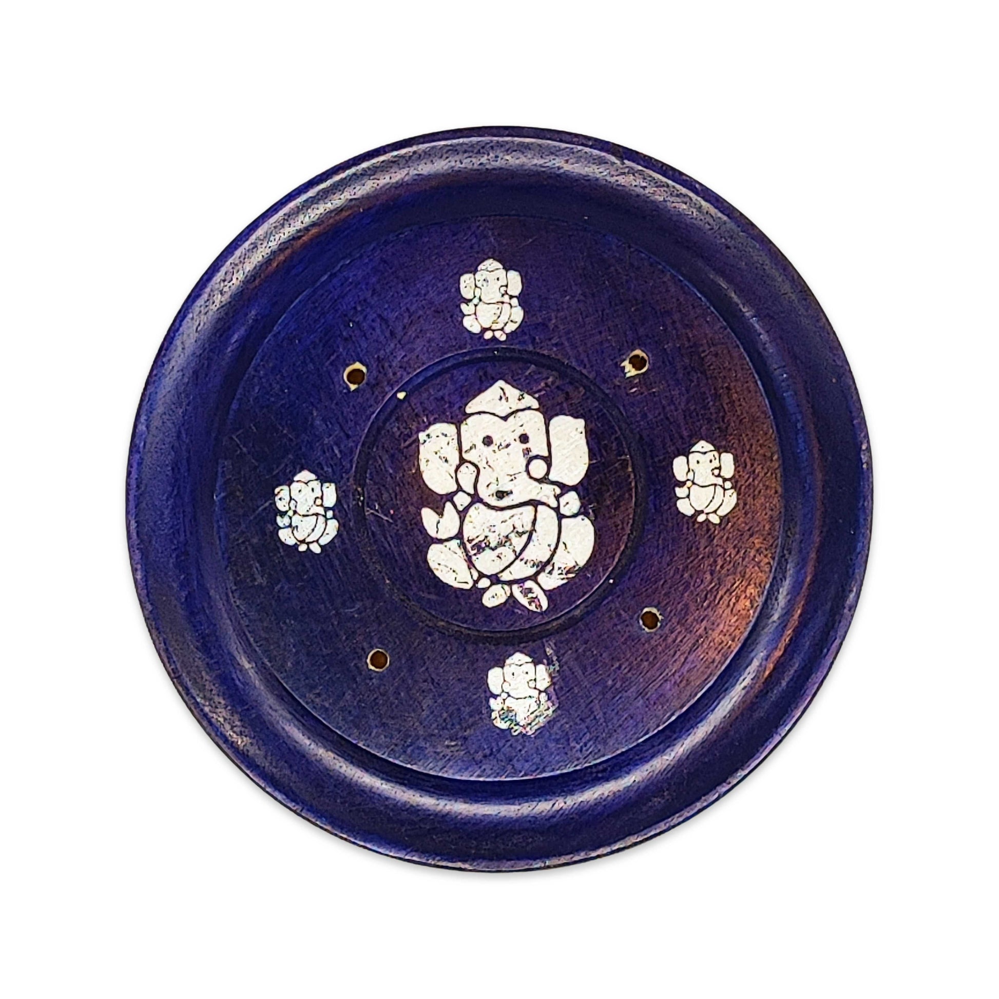 Incense Burner -Sticks -Mango Wood -Assorted Design Plates Violet