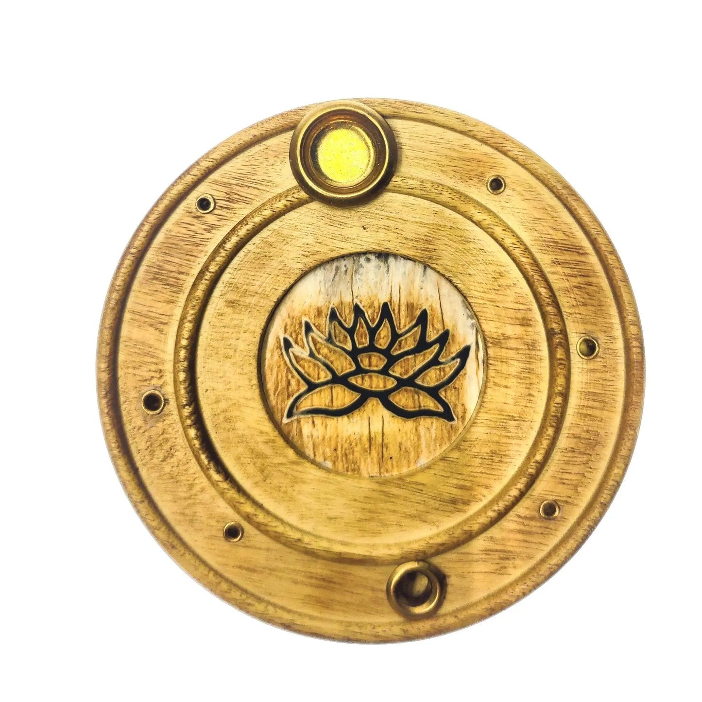 Incense Burner -Wood Cone & Sticks Holder -Lotus