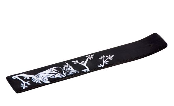 Incense Burner -Stick Holder -Black Wood -Owl