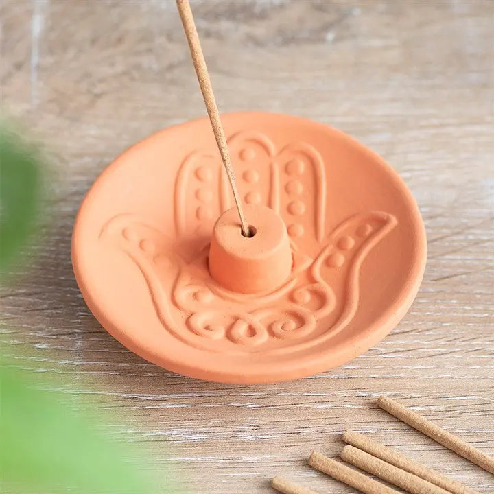Incense Burner -Stick Holder -Terracotta -Fatima Hand