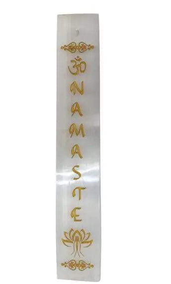Incense Burner - Sticks - Selenite - Gold Engraved Namaste