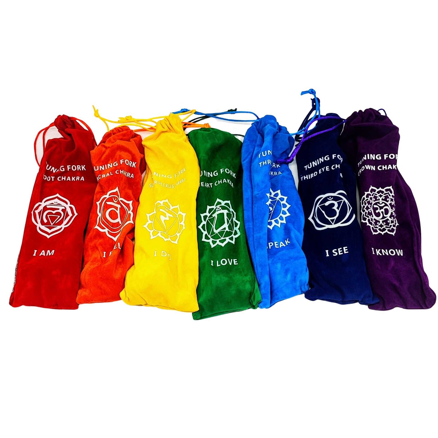 Meditation Accessories -Chakra Tuning Fork -Colored Velvet Bag -Meditation Accessories -Aromes Evasions