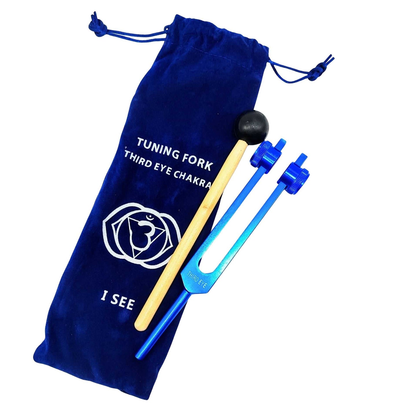 Meditation Accessories -Chakra Tuning Fork -Colored Velvet Bag -Meditation Accessories -Aromes Evasions