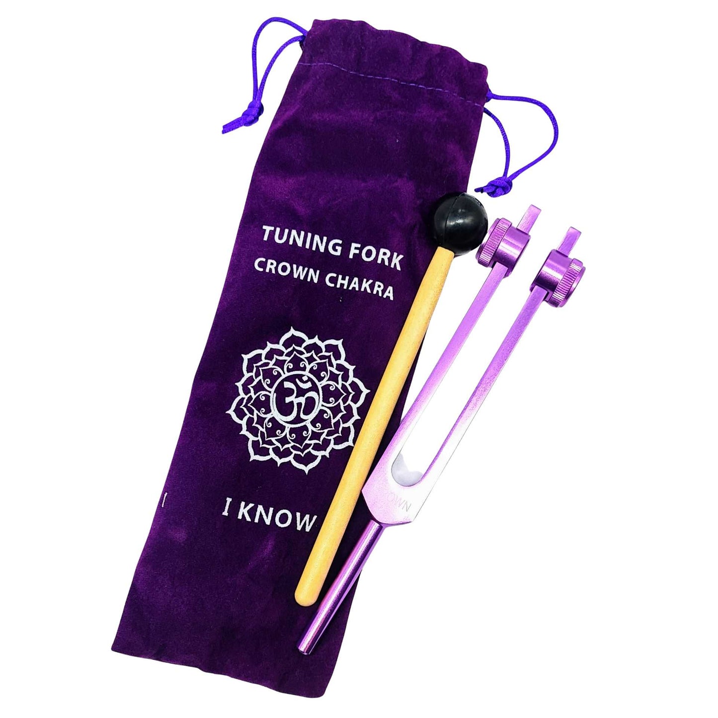 Meditation Accessories -Chakra Tuning Fork -Colored Velvet Bag -Meditation Accessories -Aromes Evasions