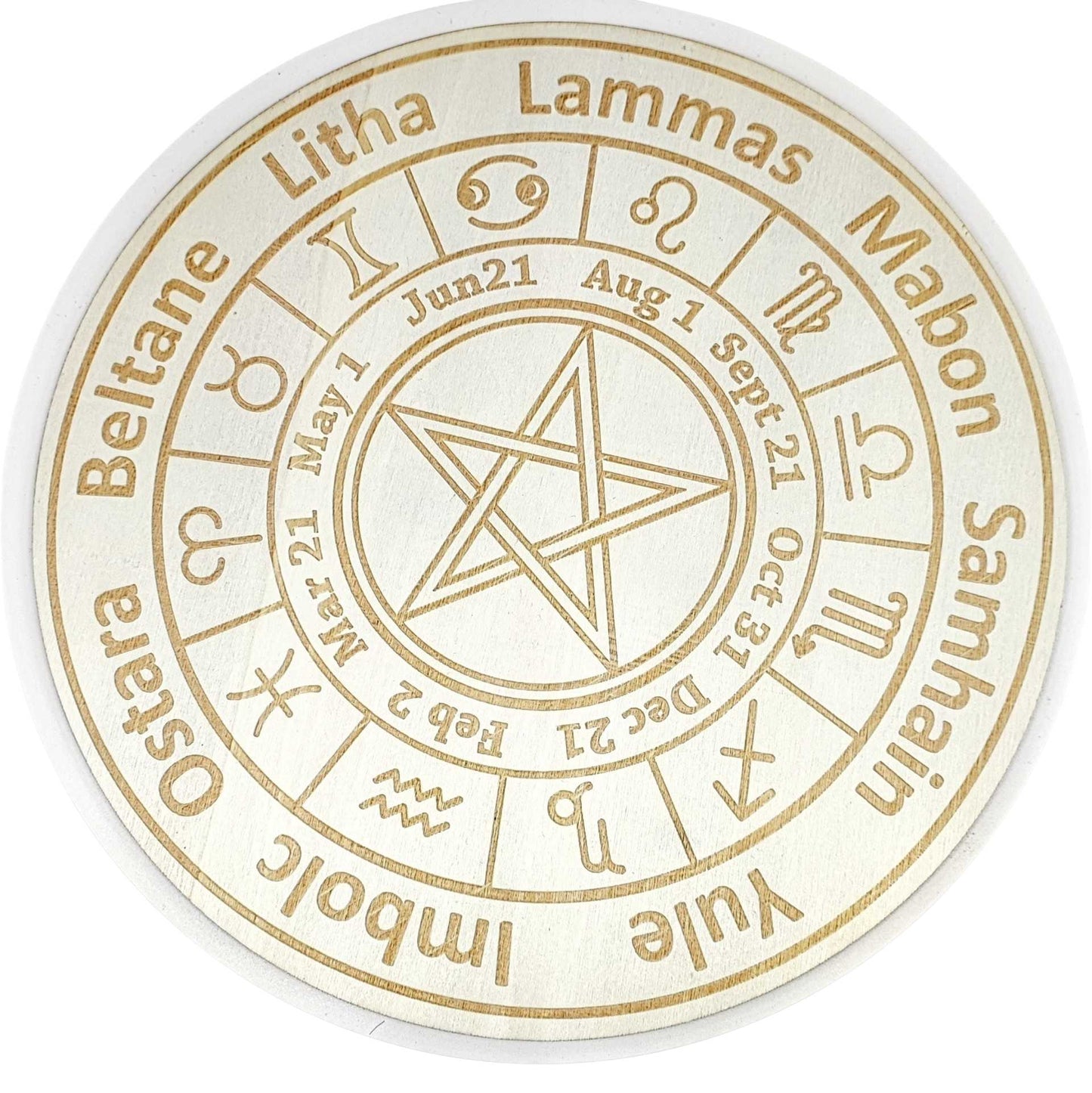 Metaphysical Tools -Wood Crystal Grid -Pagan Calendar -Wood Crystal Grid -Aromes Evasions