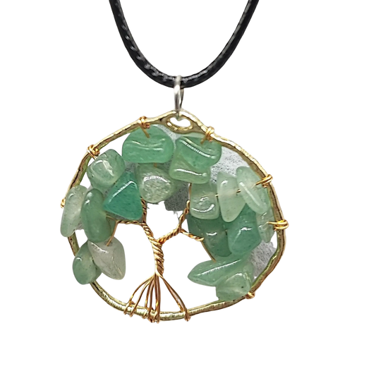 Necklace -Copper Wire Wrap -Tree of Life & Green Aventurine