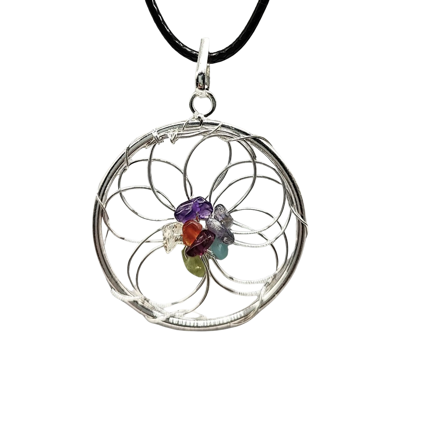 Necklace -Dream Catcher -Flower of Life -7 Chakras
