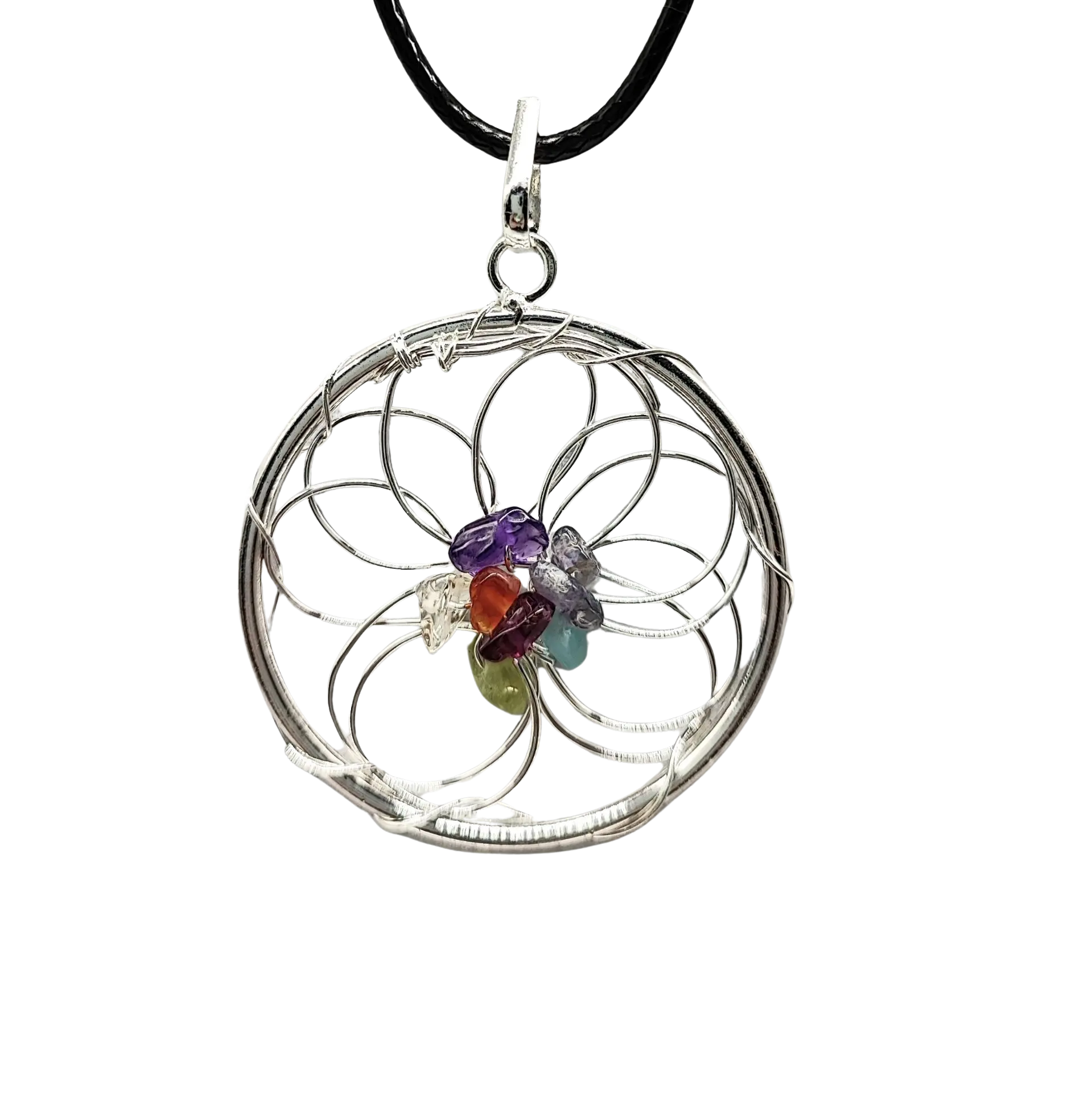 Necklace -Dream Catcher -Flower of Life -7 Chakras