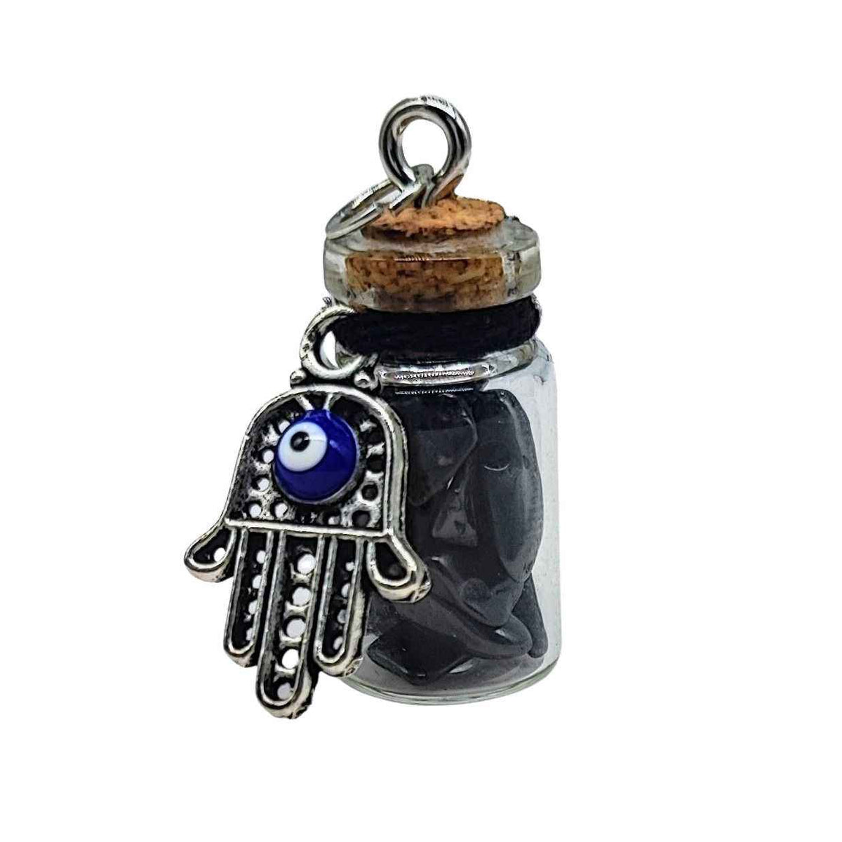 Necklace -Gemstone Chips & Fatima Hand -Glass Bottle - Cayve's Mystic Nature Wholesale