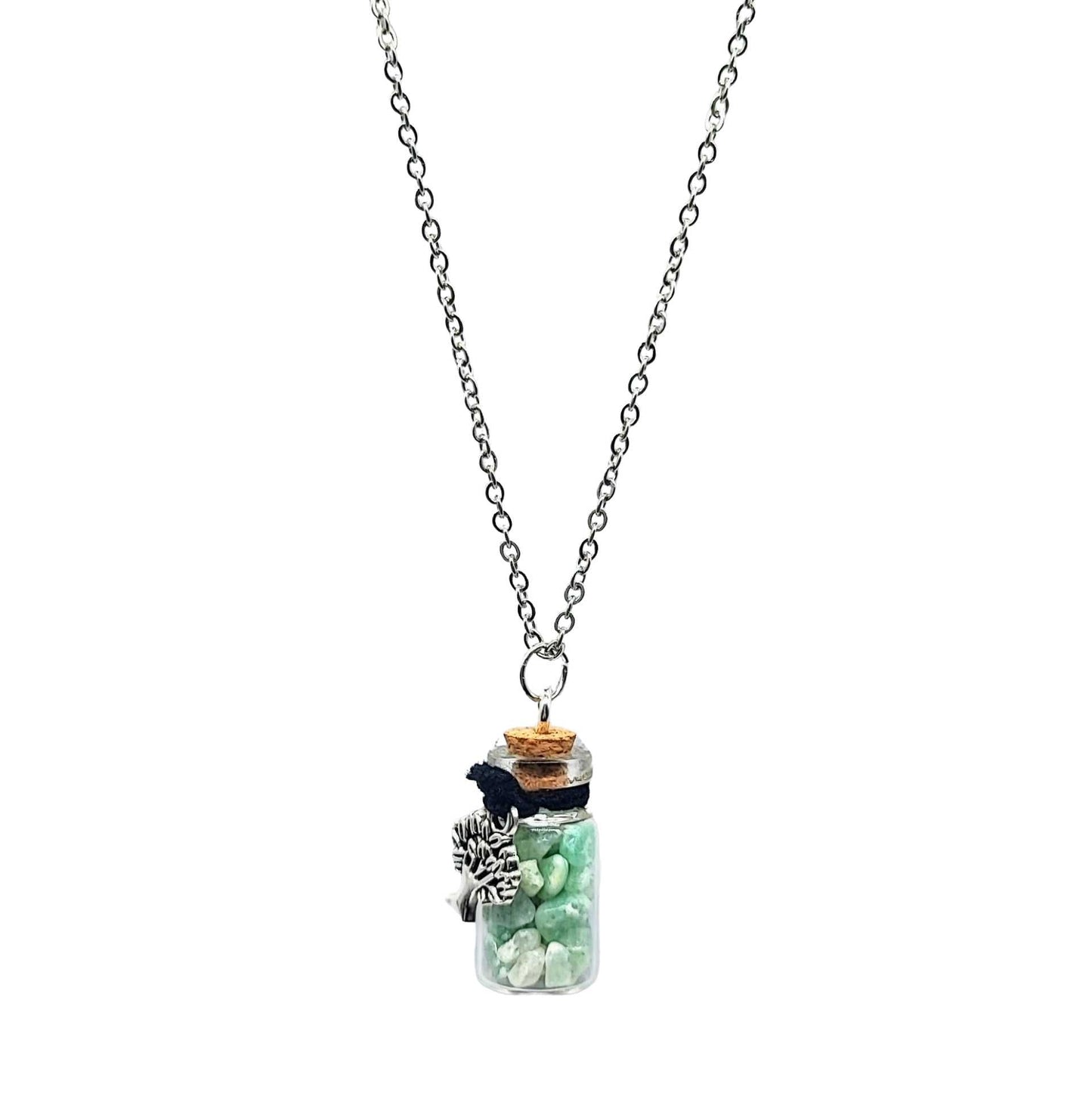 Necklace -Gemstone Chips & Tree of Life -Glass Bottle -Bottle -Aromes Evasions